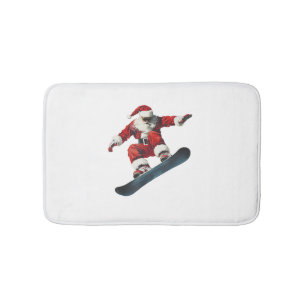 Christmas Santa Claus Snowboard Snowboarding Snowb Bath Mat