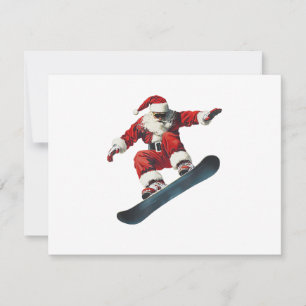 Christmas Santa Claus Snowboard Snowboarding Snowb Holiday Card