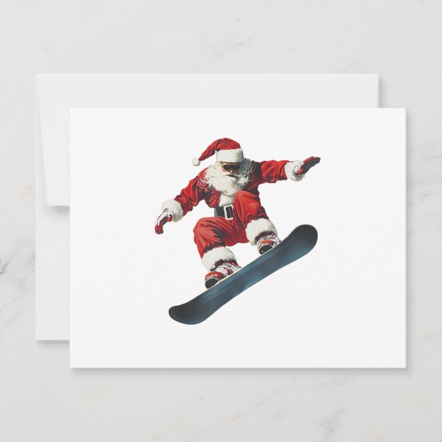 Christmas Santa Claus Snowboard Snowboarding Snowb Holiday Card (Front)