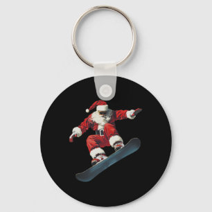 Christmas Santa Claus Snowboard Snowboarding Snowb Key Ring
