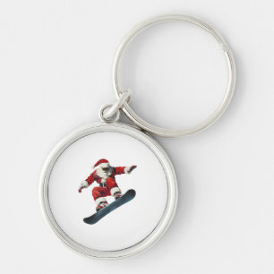 Christmas Santa Claus Snowboard Snowboarding Snowb Key Ring