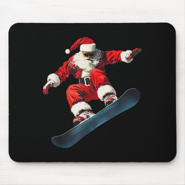 Christmas Santa Claus Snowboard Snowboarding Snowb Mouse Mat (Front)