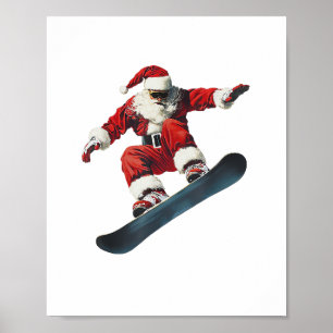 Christmas Santa Claus Snowboard Snowboarding Snowb Poster