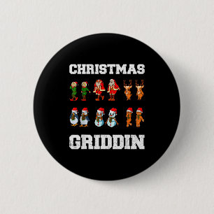 Christmas Santa Claus Snowman Reindeer Griddy Grid 6 Cm Round Badge