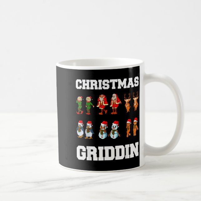 Christmas Santa Claus Snowman Reindeer Griddy Grid Coffee Mug (Right)
