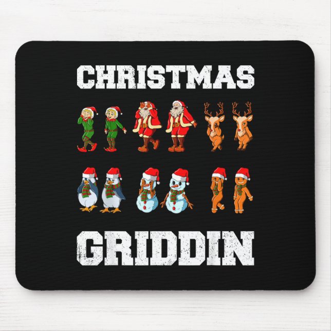 Christmas Santa Claus Snowman Reindeer Griddy Grid Mouse Mat (Front)