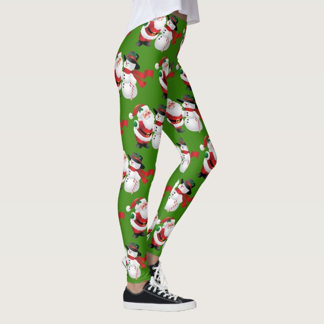 Christmas Santa Claus Snowman Women's Leggings (Right)
