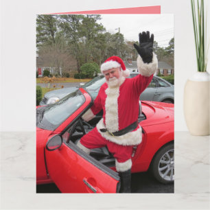 CHRISTMAS SANTA CLAUS SPORTSCAR BIG CARD