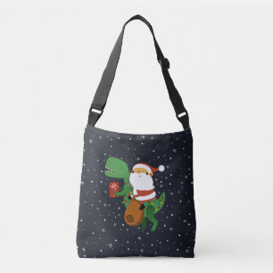 Christmas Santa Claus T-rex Dinosaur Sleigh Crossbody Bag
