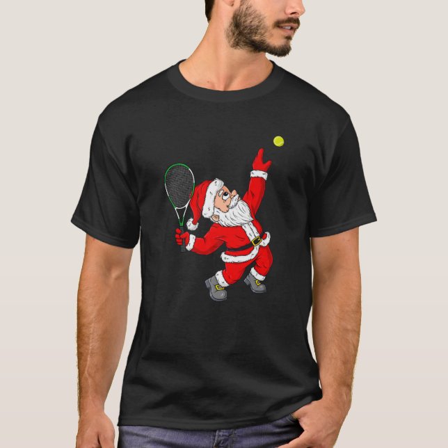 Christmas Santa Claus Tennis Funny Boys Girls Kids T-Shirt (Front)