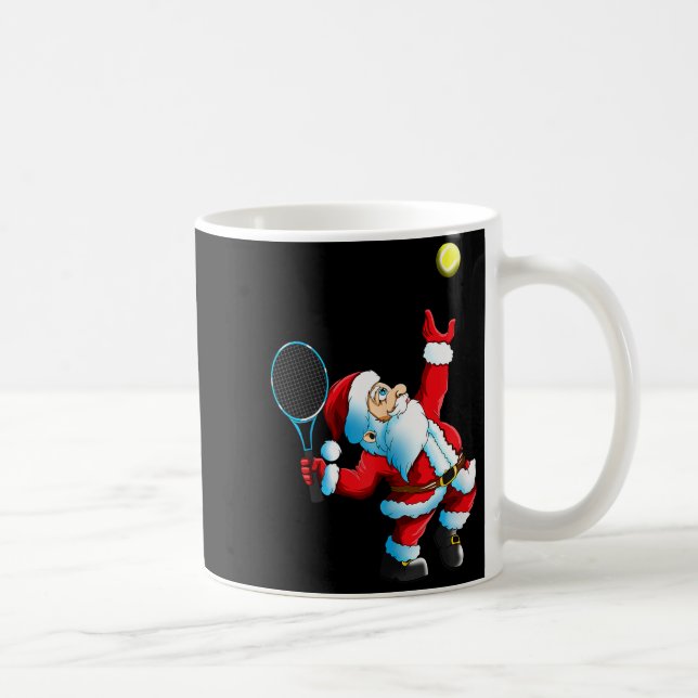 Christmas Santa Claus Tennis Game Tennis Racket  Coffee Mug (Right)