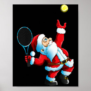 Christmas Santa Claus Tennis Game Tennis Racket  Poster
