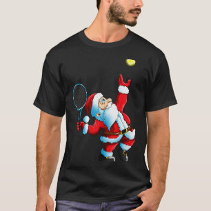 Christmas Santa Claus Tennis Game Tennis Racket  T-Shirt