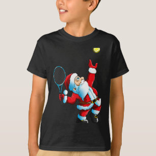 Christmas Santa Claus Tennis Game Tennis Racket  T-Shirt