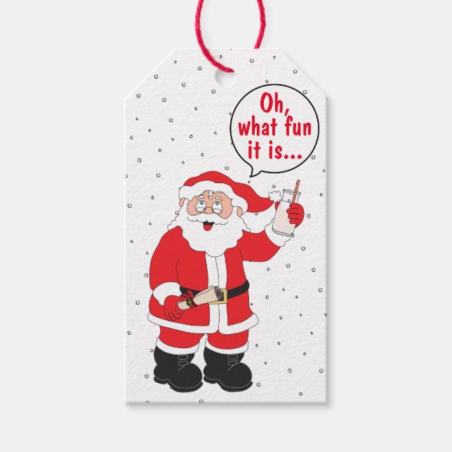 Christmas Santa Claus Toast Gift Tags (Front)