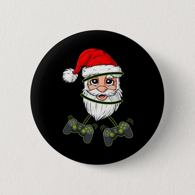 Christmas Santa Claus Video Game Controllers Boys  6 Cm Round Badge (Front)