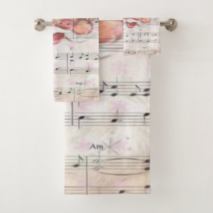 Christmas Santa Claus Vintage Sheet Music Bath Towel Set