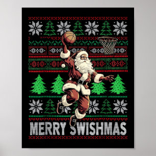 Christmas Santa Claus Volleyball Pajama Xmas Mens  Poster