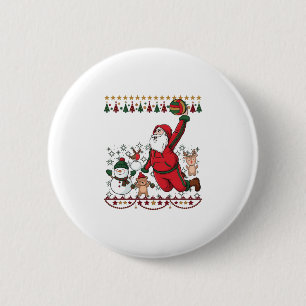 Christmas Santa Claus Volleyball Snowman Reindeer 6 Cm Round Badge