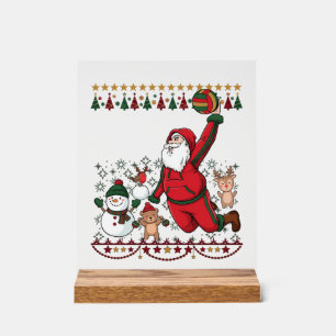 Christmas Santa Claus Volleyball Snowman Reindeer Acrylic Sign