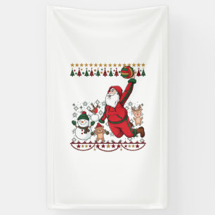 Christmas Santa Claus Volleyball Snowman Reindeer Banner