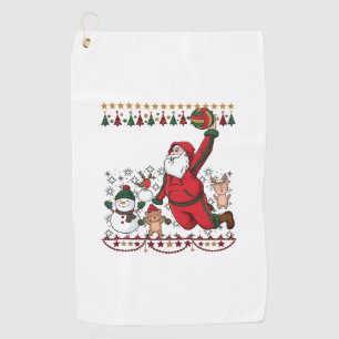 Christmas Santa Claus Volleyball Snowman Reindeer Golf Towel