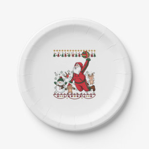 Christmas Santa Claus Volleyball Snowman Reindeer Paper Plate
