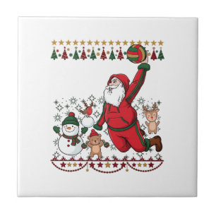 Christmas Santa Claus Volleyball Snowman Reindeer Tile
