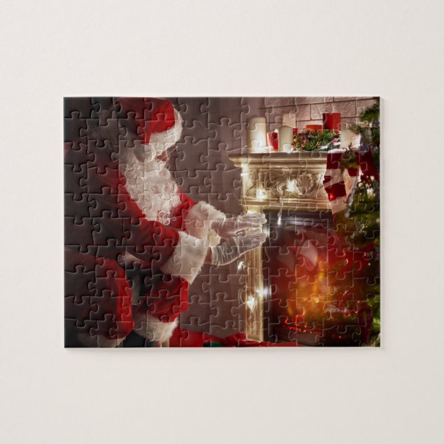 Christmas Santa Claus Warming Hands Jigsaw Puzzle (Horizontal)