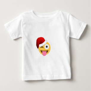 christmas santa claus winking emoji baby T-Shirt