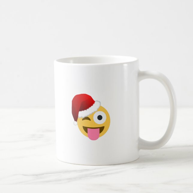 christmas santa claus winking emoji coffee mug (Right)