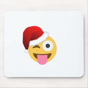 christmas santa claus winking emoji mouse mat