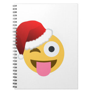 christmas santa claus winking emoji notebook