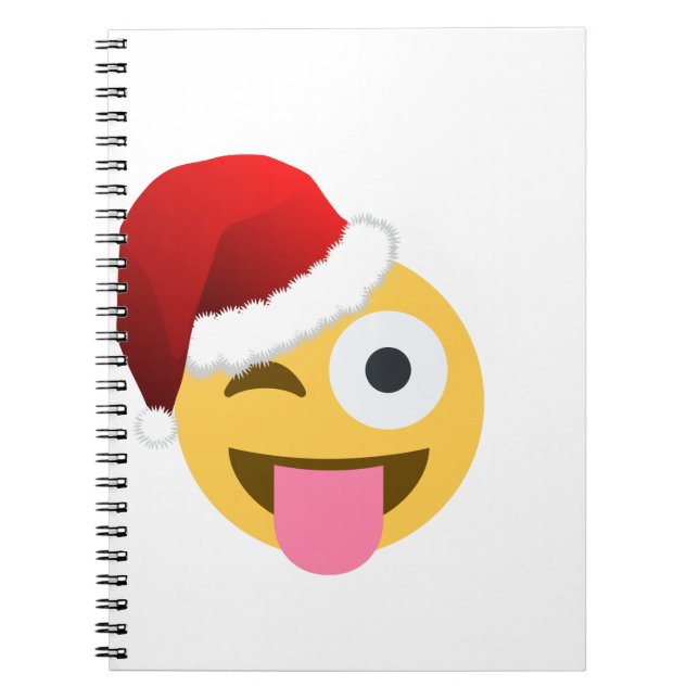 christmas santa claus winking emoji notebook (Front)