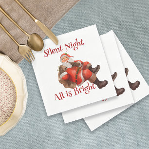 Christmas Santa Claus Winking Silent Night Napkin