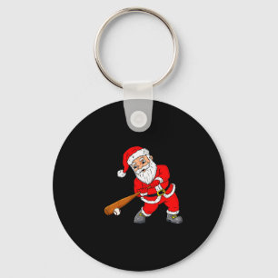 Christmas Santa Claus With Baseball Bat Boys Kids Key Ring