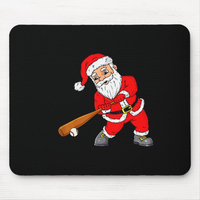 Christmas Santa Claus With Baseball Bat Boys Kids  Mouse Mat (Front)