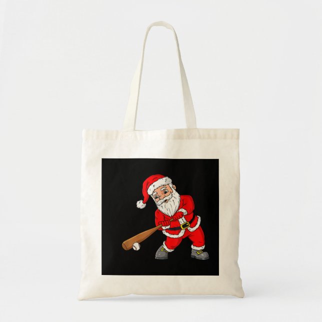 Christmas Santa Claus With Baseball Bat Boys Kids  Tote Bag (Front)