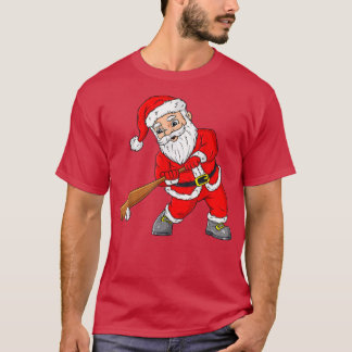 Christmas Santa Claus With Baseball Merry Xmas Par T-Shirt