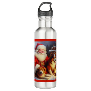Christmas Santa Claus with Dogs 1 710 Ml Water Bottle