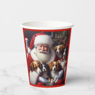 Christmas Santa Claus with Dogs 2 Paper Cups