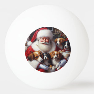 Christmas Santa Claus With Dogs 2 Ping Pong Ball