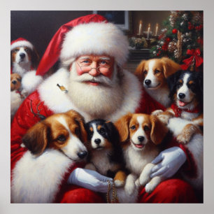 Christmas Santa Claus with Dogs 2 Poster
