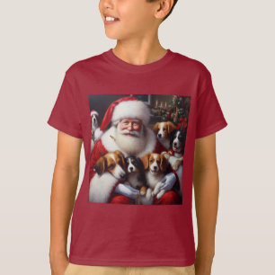 Christmas Santa Claus with Dogs 2 T-Shirt