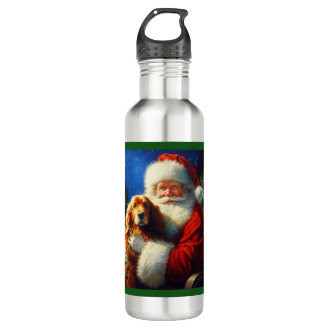 Christmas Santa Claus with Dogs 4 710 Ml Water Bottle (Front)