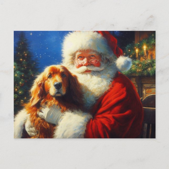 Christmas Santa Claus with Dogs 4 Holiday Postcard (Front)