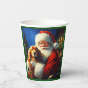 Christmas Santa Claus with Dogs 4 Paper Cups