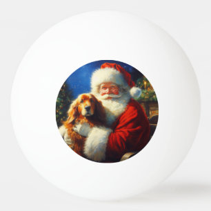 Christmas Santa Claus With Dogs 4 Ping Pong Ball