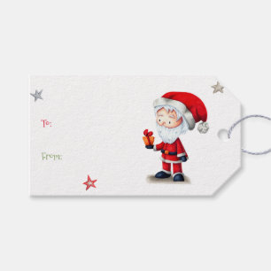 Christmas Santa Claus with Gift (to and from) Cute Gift Tags