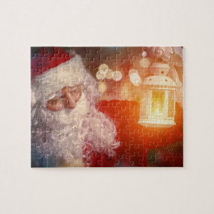 Christmas Santa Claus with light Jigsaw Puzzle